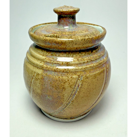 Art Pottery Honey Pot Jam Jar Sugar Bowl Signed Sylvia Coppola Duck Creek NC - Picture 1 of 5